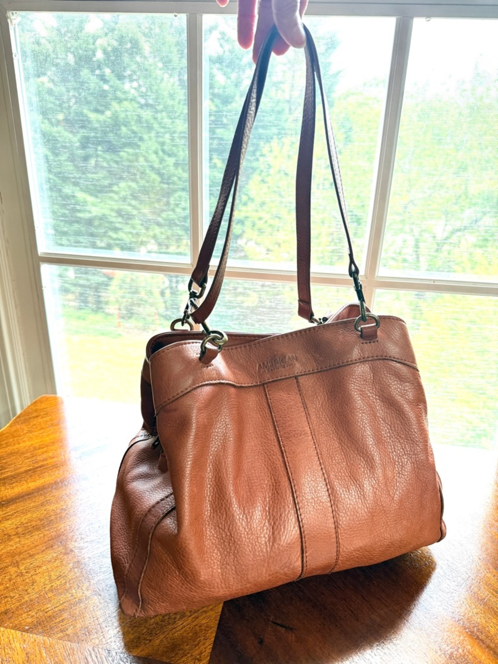 American Leather Company Triple Entry Leather Satchel - Picture 2 of 16